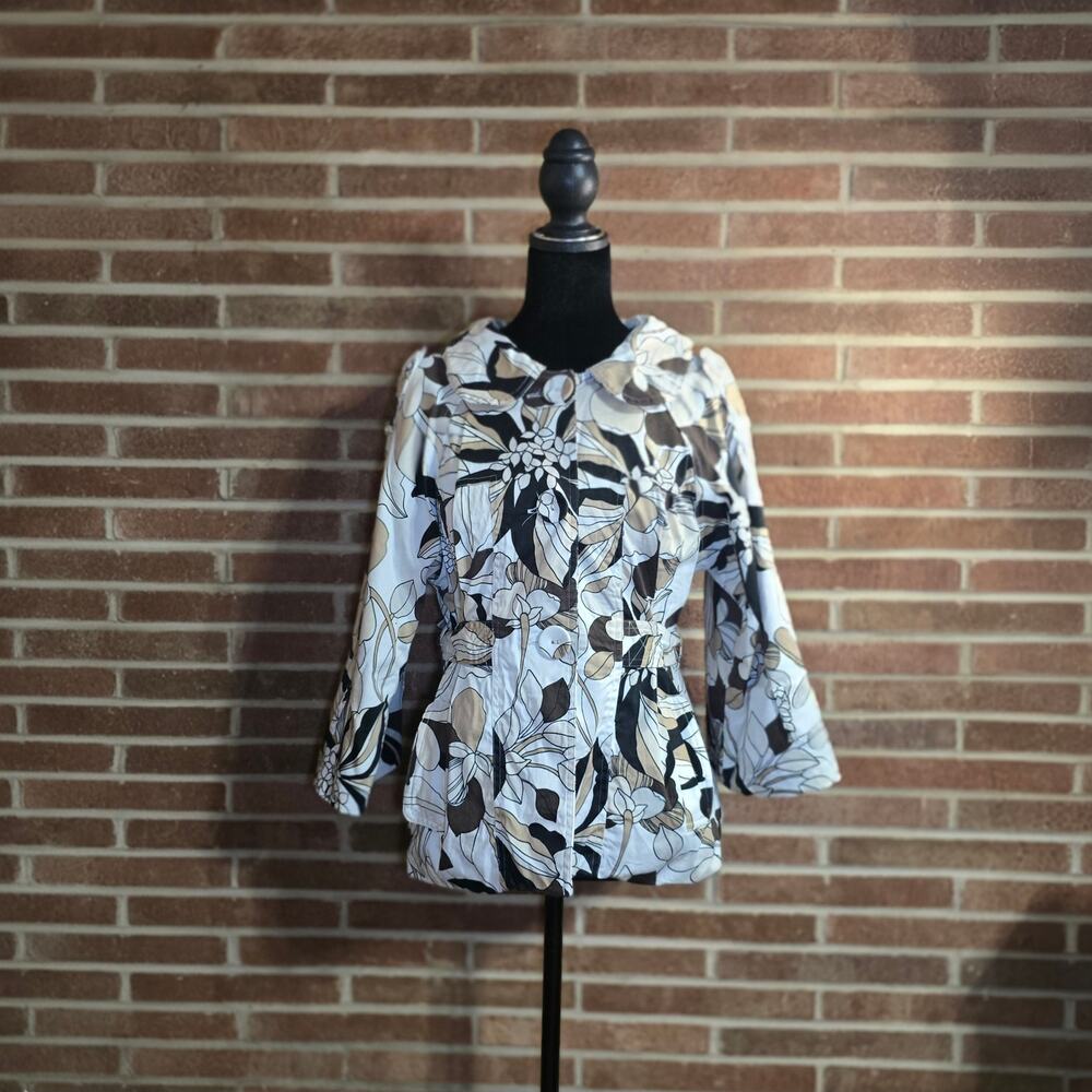 D. Terrell Ltd. Vintage Botanical Floral Print Jacket Blazer sz S Made in USA